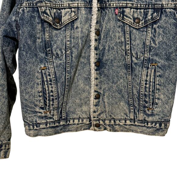 Vintage Made in USA Levis San Francisco Sherpa Lined Trucker Denim Jean Jacket - Picture 6 of 13